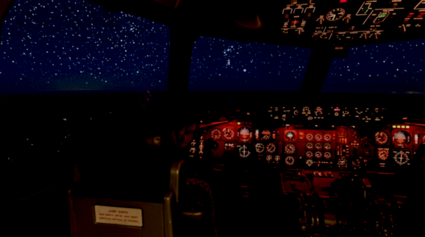 DC10 cockpit night view